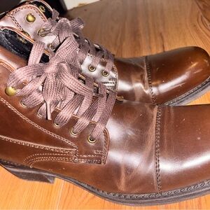 Alfani Brown Leather Ankle Boots with Cap Toe
